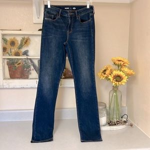 Women’s OLD NAVY Mid-Rise Power Slim Straight Blue Jeans